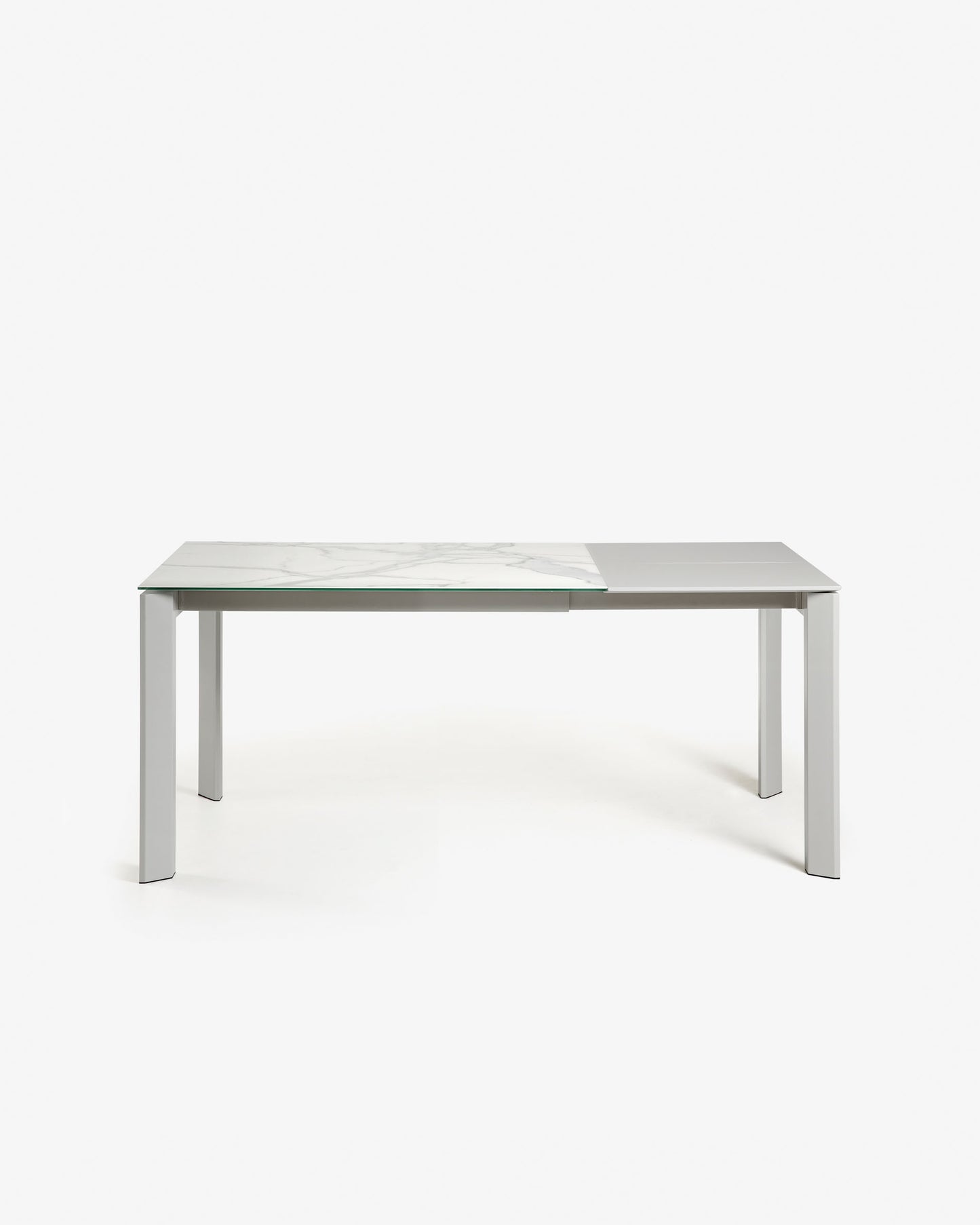 Mesa extensible Axis porcelánico acabado Kalos Blanco patas gris 120 (180) cm