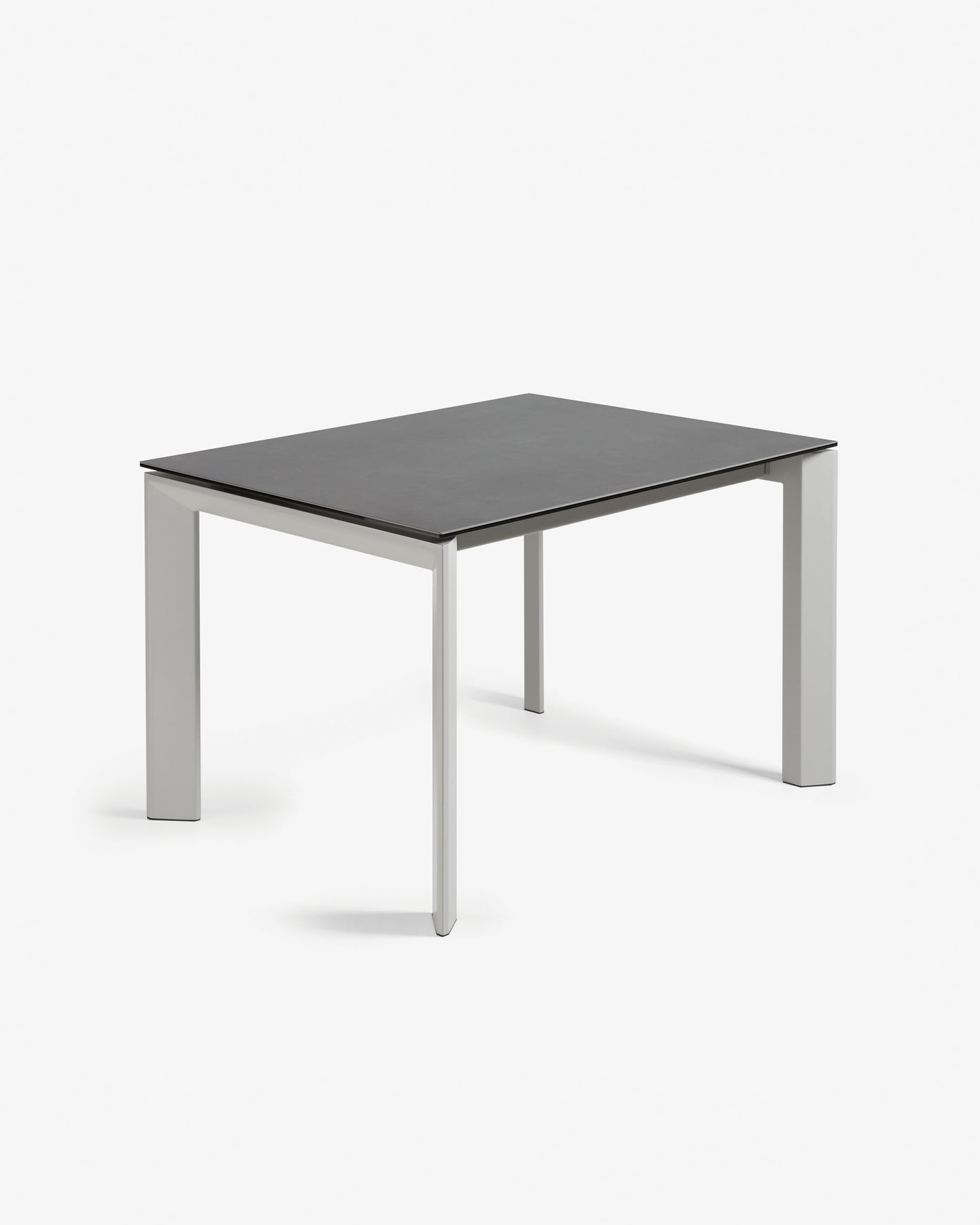 Mesa extensible Axis porcelánico acabado Vulcano Roca y patas de acero gris 120 (180) cm