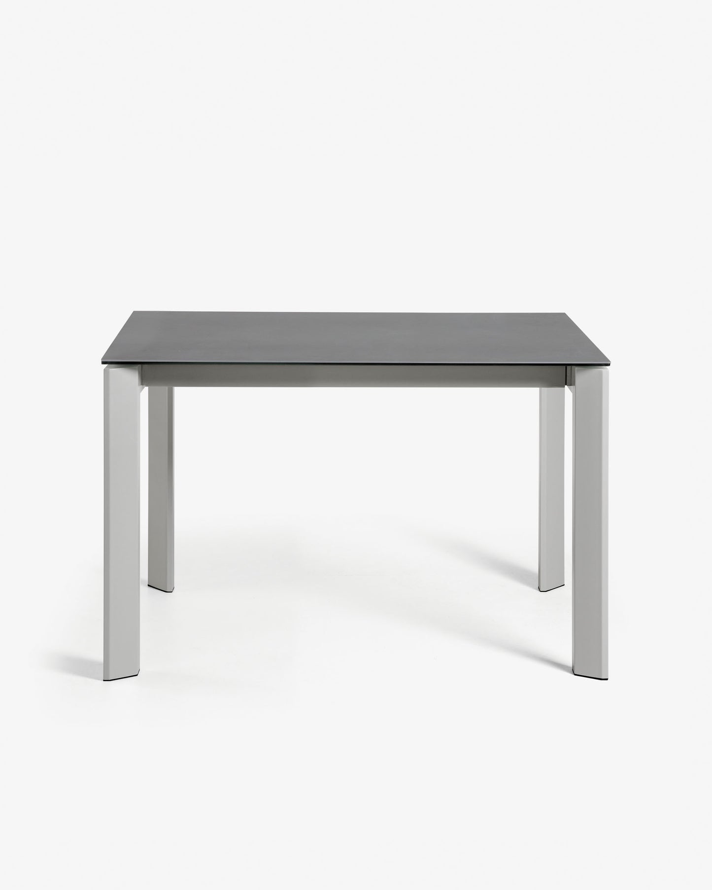 Mesa extensible Axis porcelánico acabado Vulcano Roca y patas de acero gris 120 (180) cm