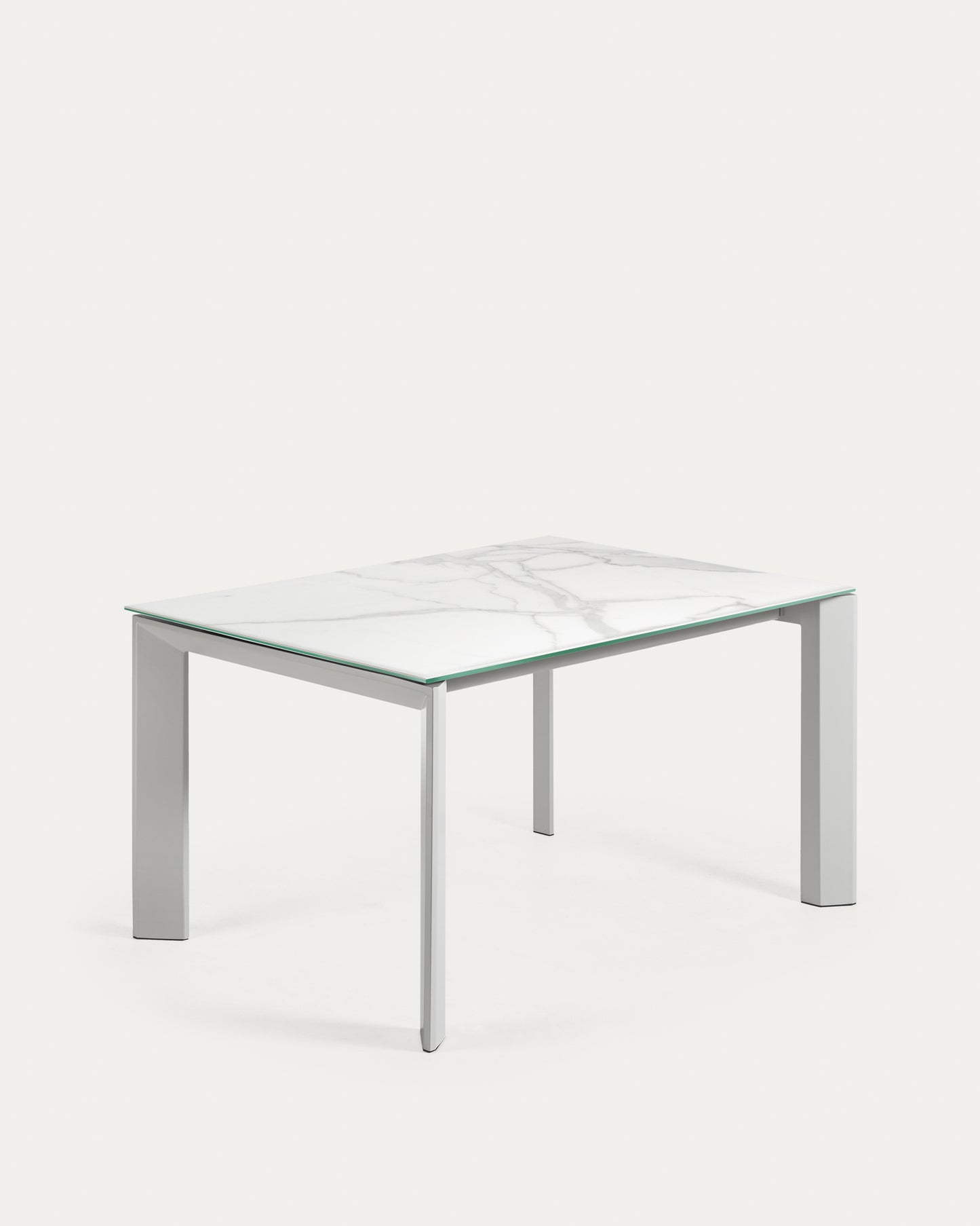 Mesa extensible Axis porcelánico acabado Kalos Blanco patas gris 140 (200) cm