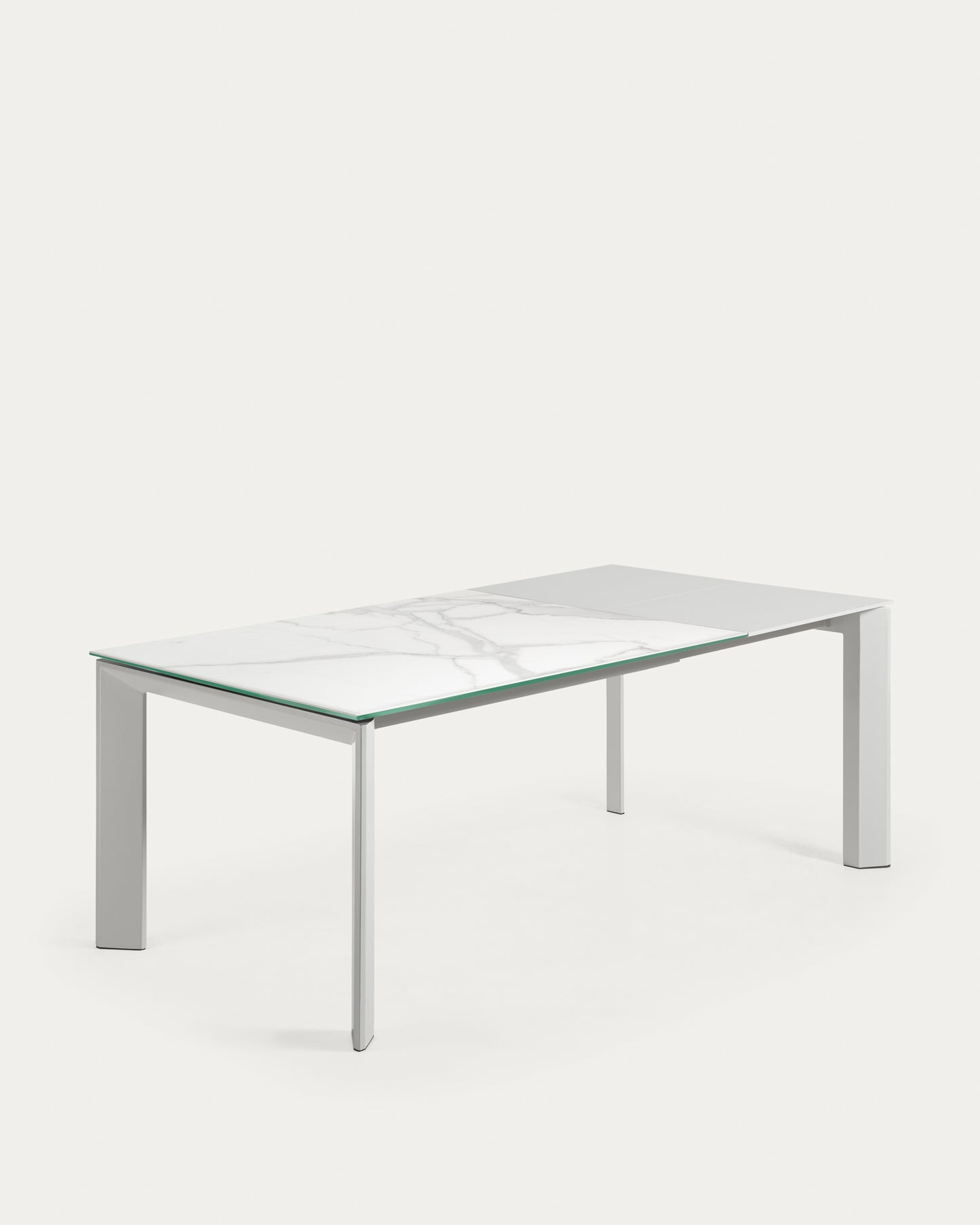 Mesa extensible Axis porcelánico acabado Kalos Blanco patas gris 140 (200) cm