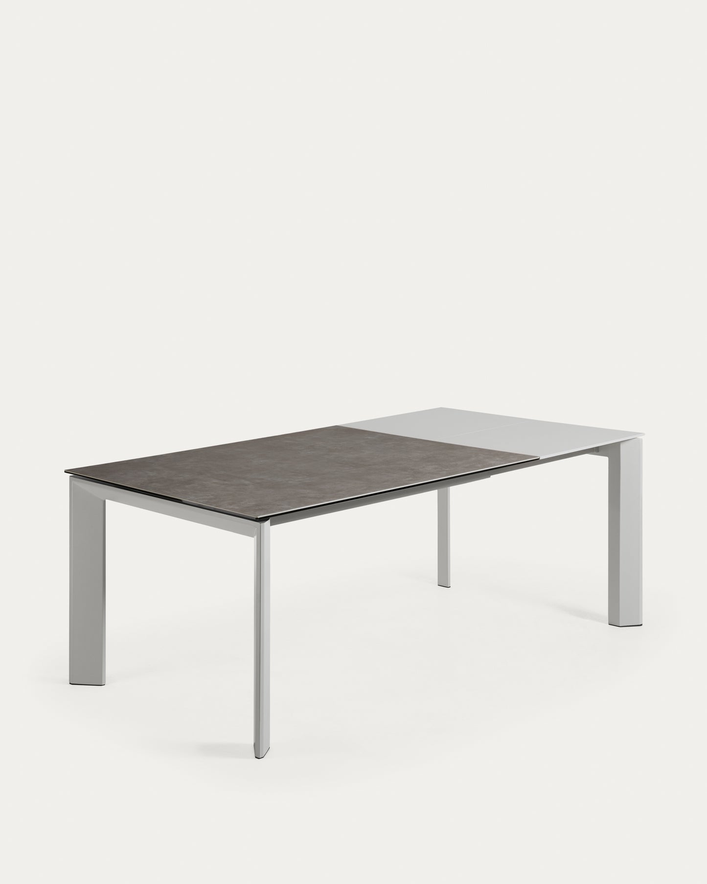 Mesa extensible Axis porcelánico acabado Vulcano Ceniza patas de acero gris 140 (200) cm