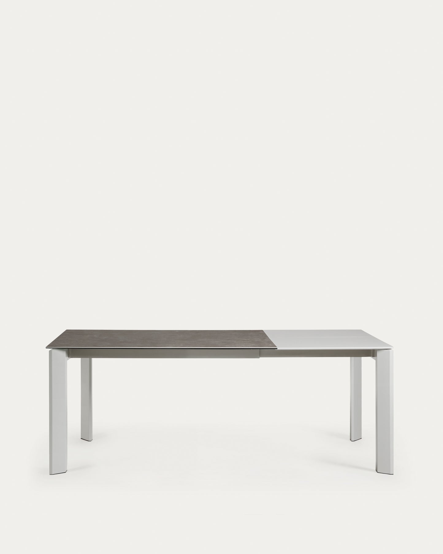 Mesa extensible Axis porcelánico acabado Vulcano Ceniza patas de acero gris 140 (200) cm