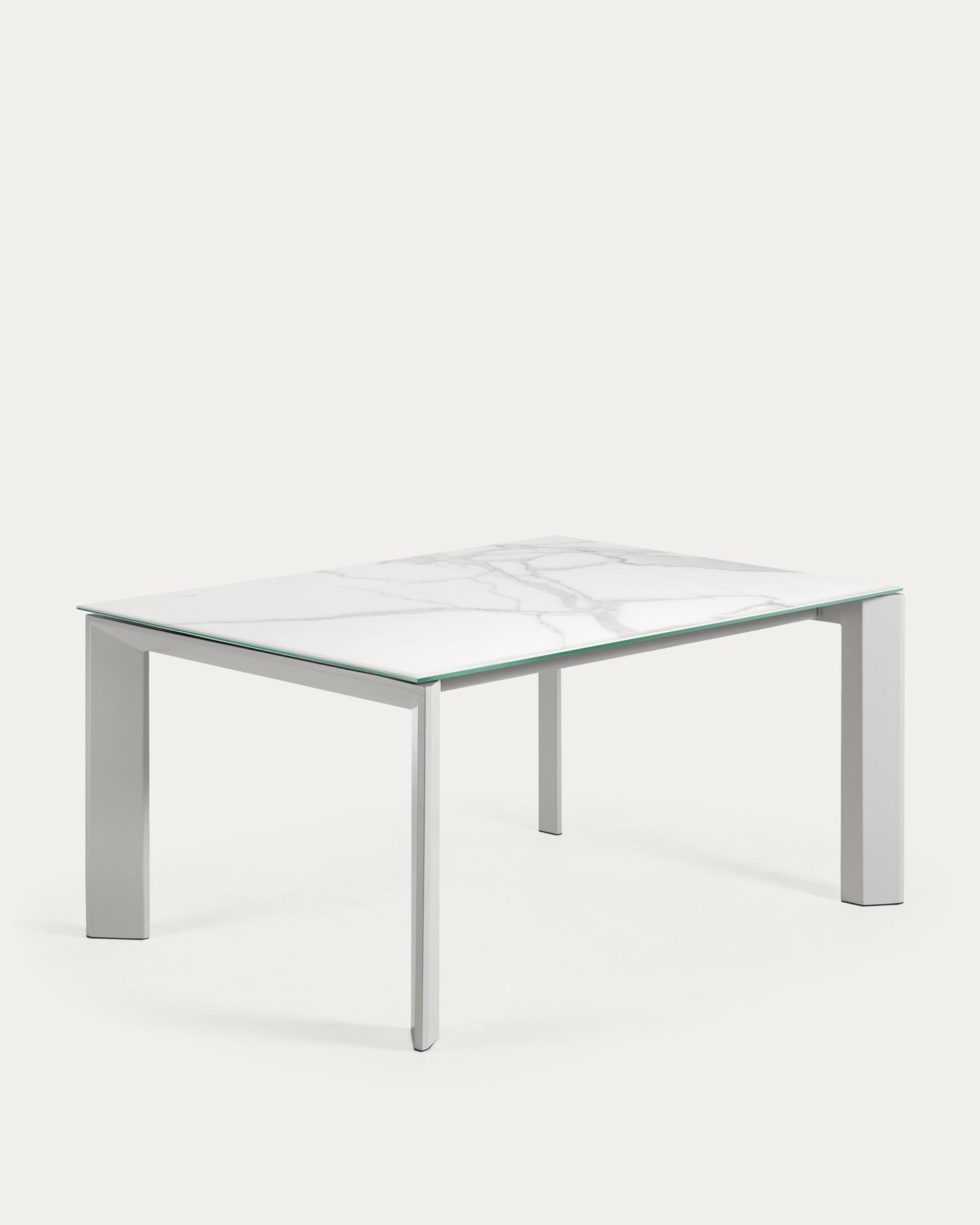 Mesa extensible Axis porcelánico acabado Kalos Blanco patas gris 160 (220) cm