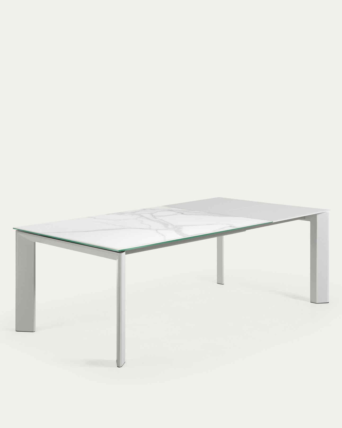 Mesa extensible Axis porcelánico acabado Kalos Blanco patas gris 160 (220) cm