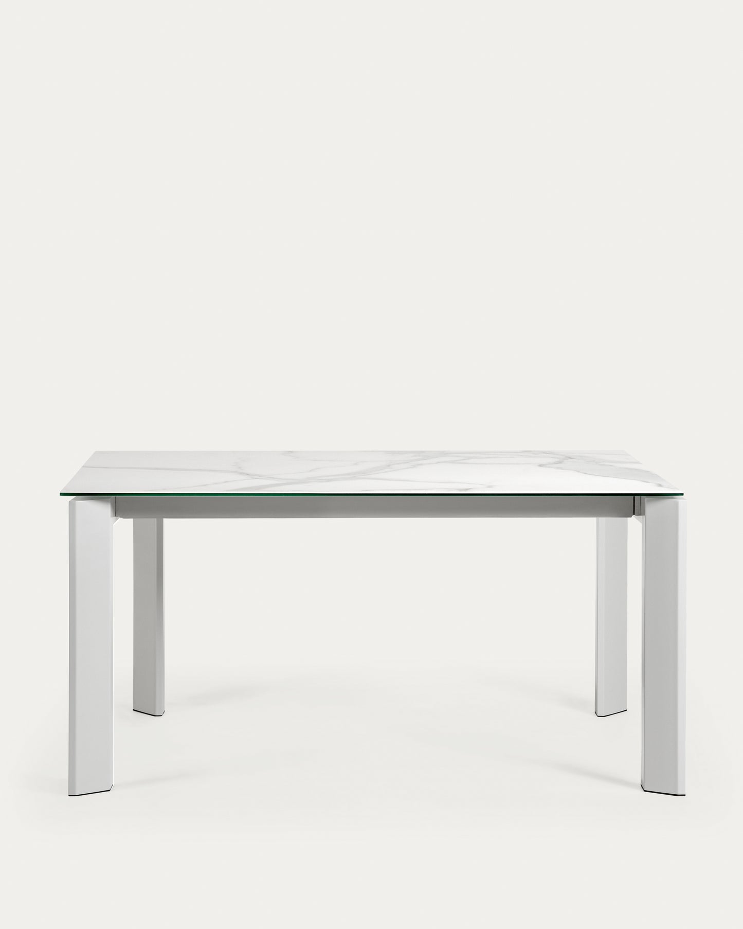 Mesa extensible Axis porcelánico acabado Kalos Blanco patas gris 160 (220) cm