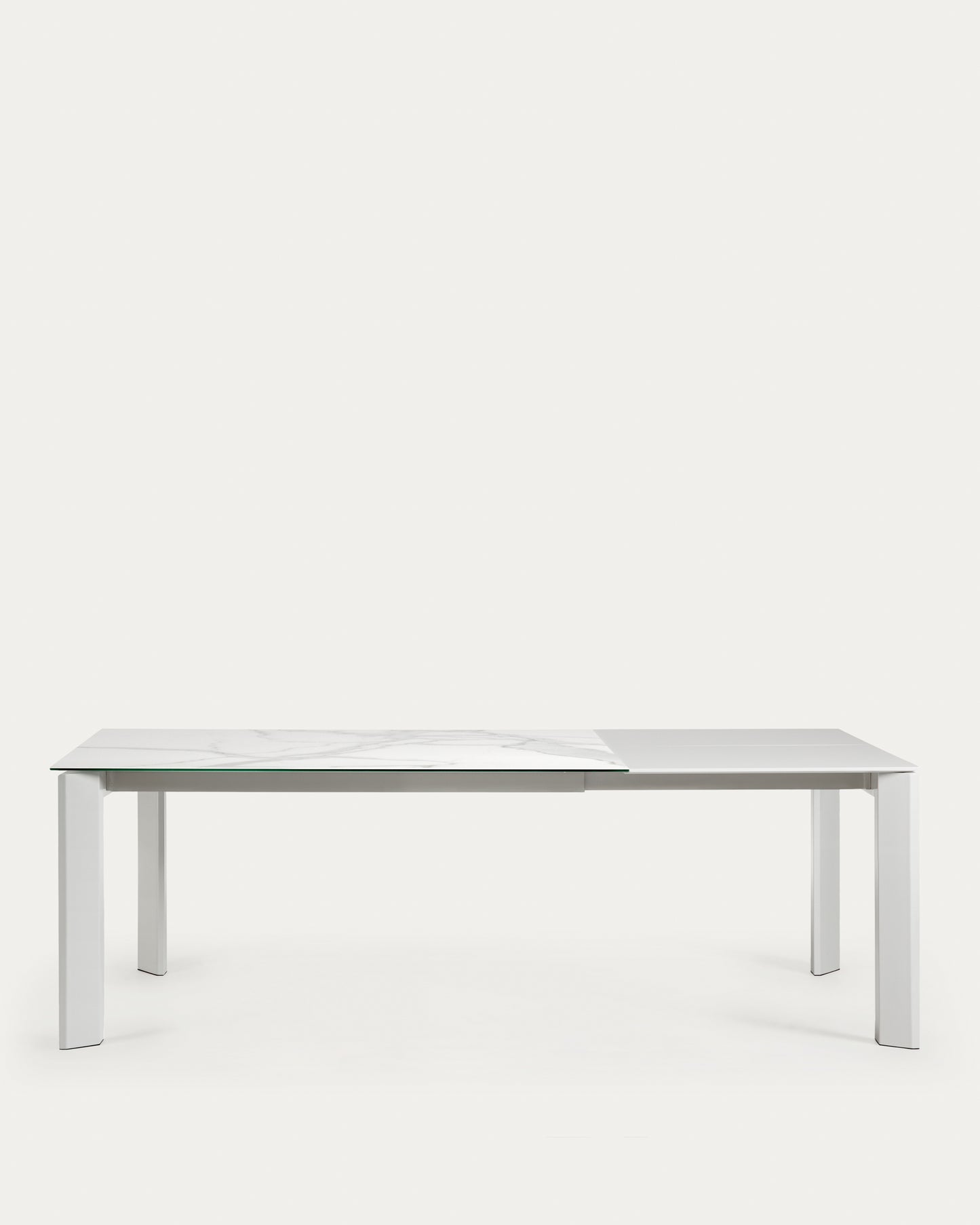 Mesa extensible Axis porcelánico acabado Kalos Blanco patas gris 160 (220) cm