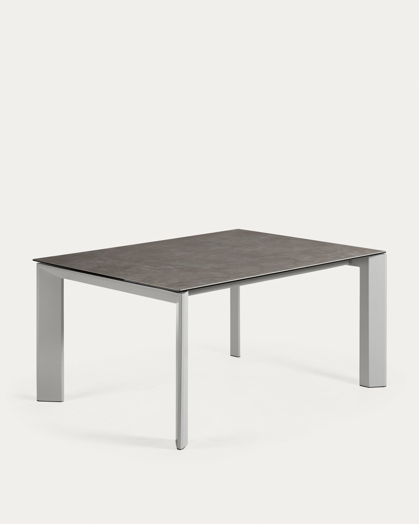 Mesa extensible Axis porcelánico acabado Vulcano Ceniza y patas acero gris 160 (220) cm