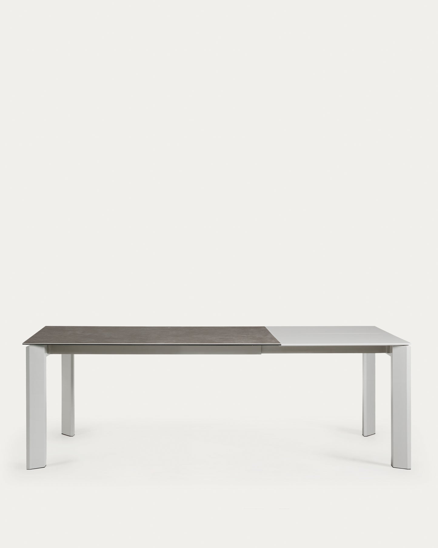 Mesa extensible Axis porcelánico acabado Vulcano Ceniza y patas acero gris 160 (220) cm