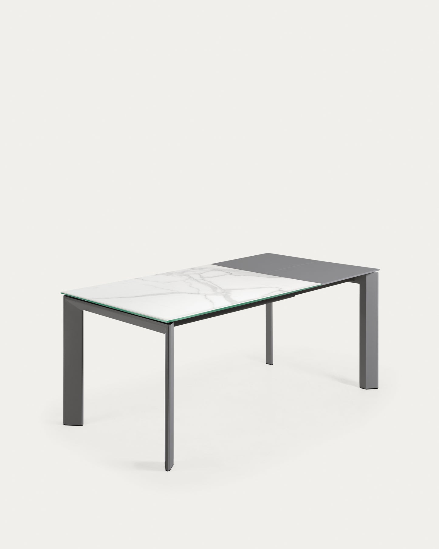 Mesa extensible Axis porcelánico acabado Kalos Blanco patas gris oscuro 120 (180) cm