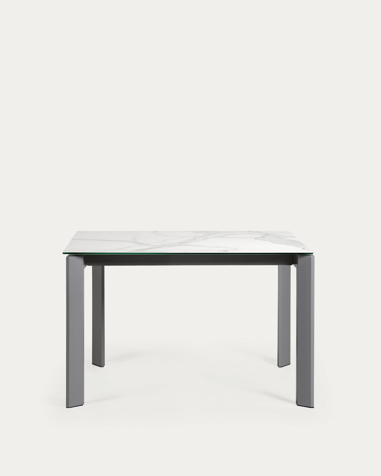 Mesa extensible Axis porcelánico acabado Kalos Blanco patas gris oscuro 120 (180) cm