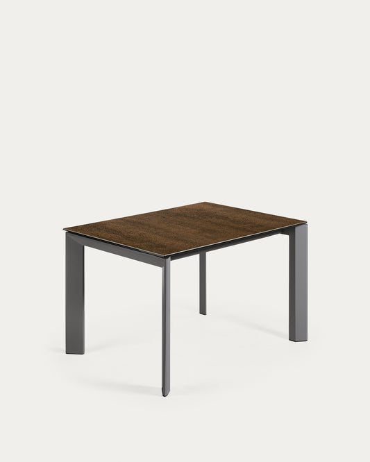 Mesa extensible Axis porcelánico acabado Iron Corten patas gris oscuro 120 (180) cm