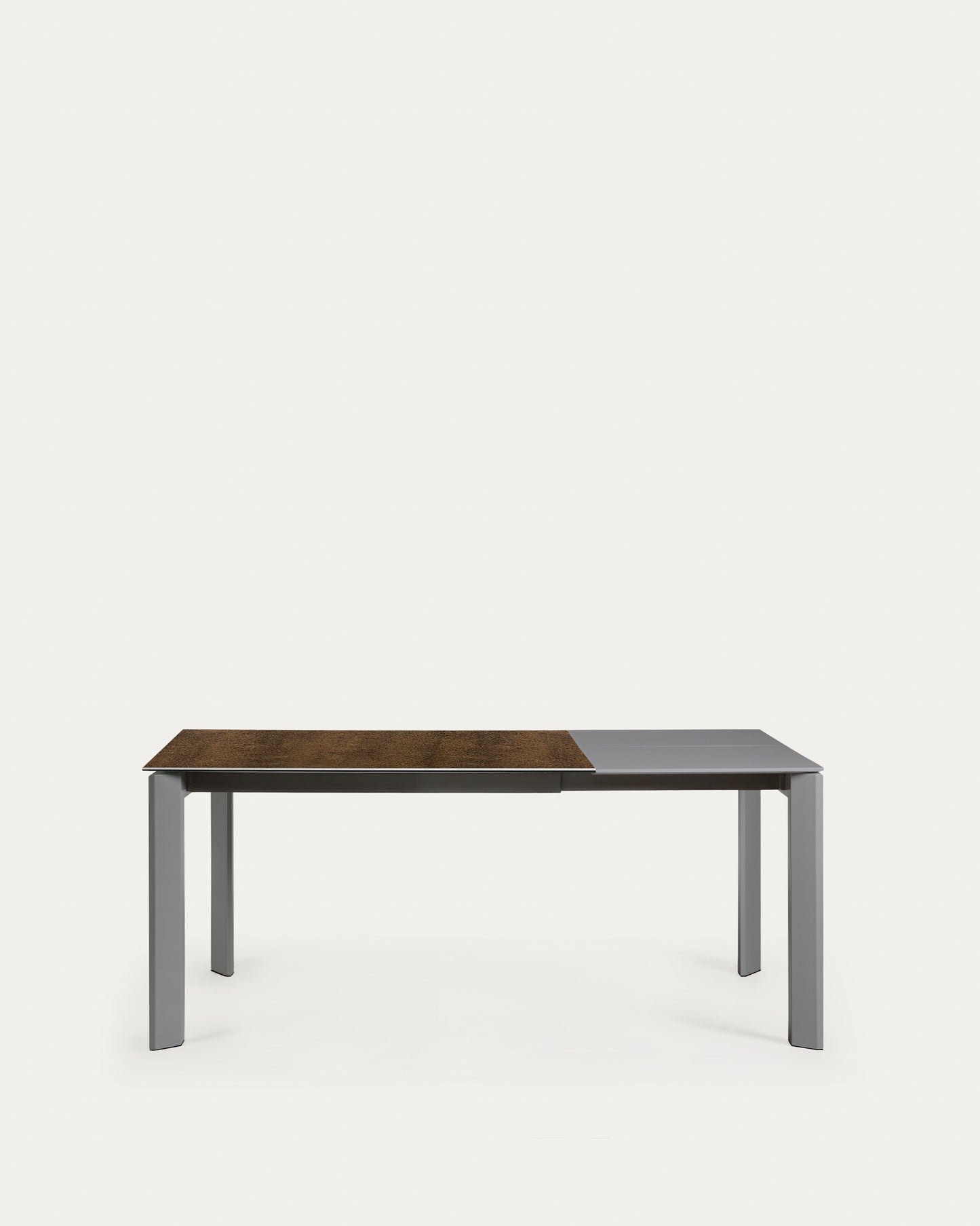 Mesa extensible Axis porcelánico acabado Iron Corten patas gris oscuro 120 (180) cm