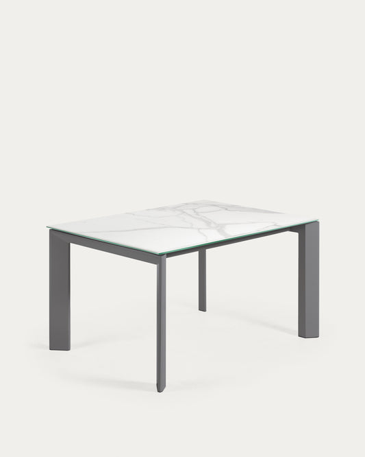 Mesa extensible Axis porcelánico acabado Kalos Blanco patas gris oscuro 140 (200) cm