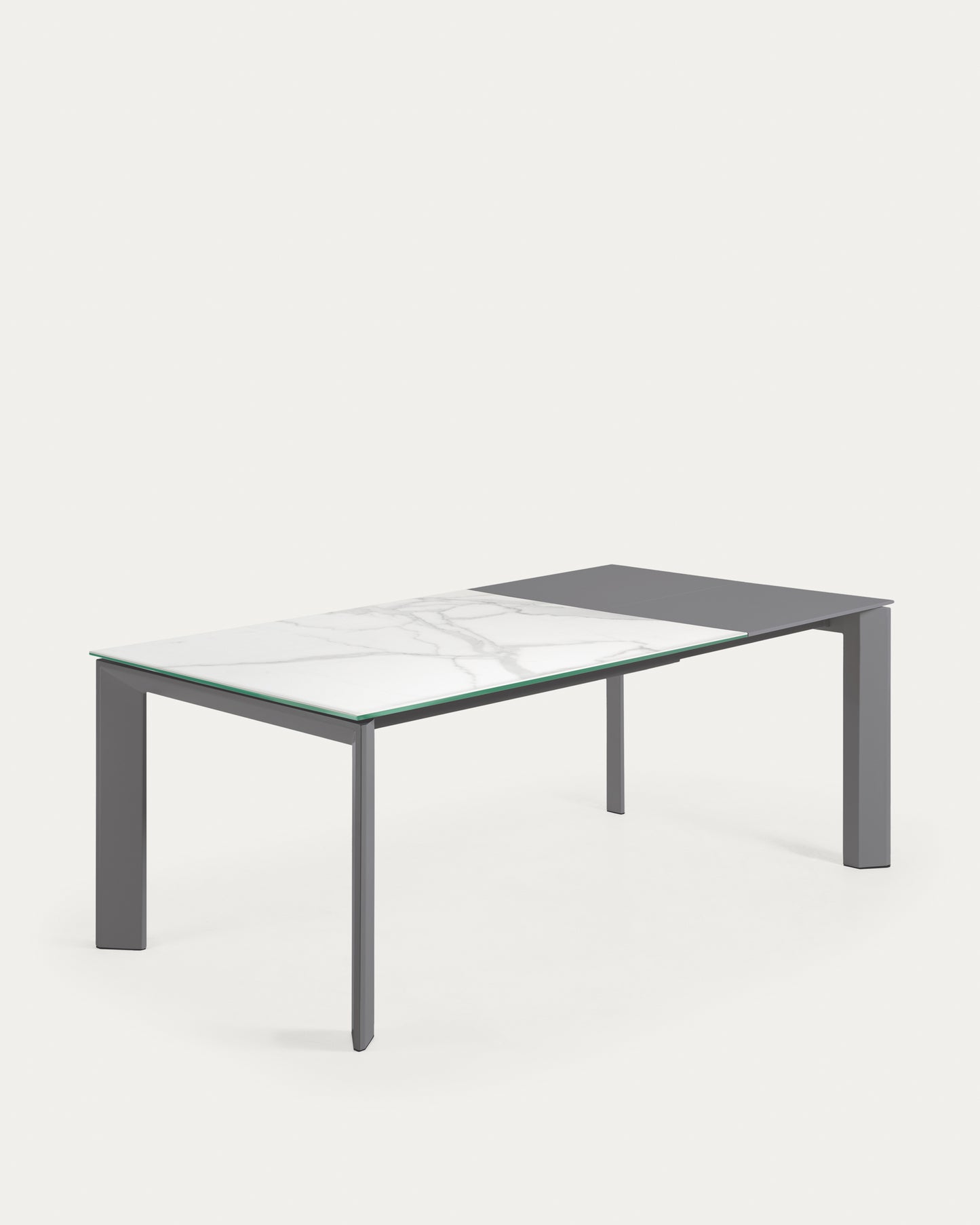 Mesa extensible Axis porcelánico acabado Kalos Blanco patas gris oscuro 140 (200) cm