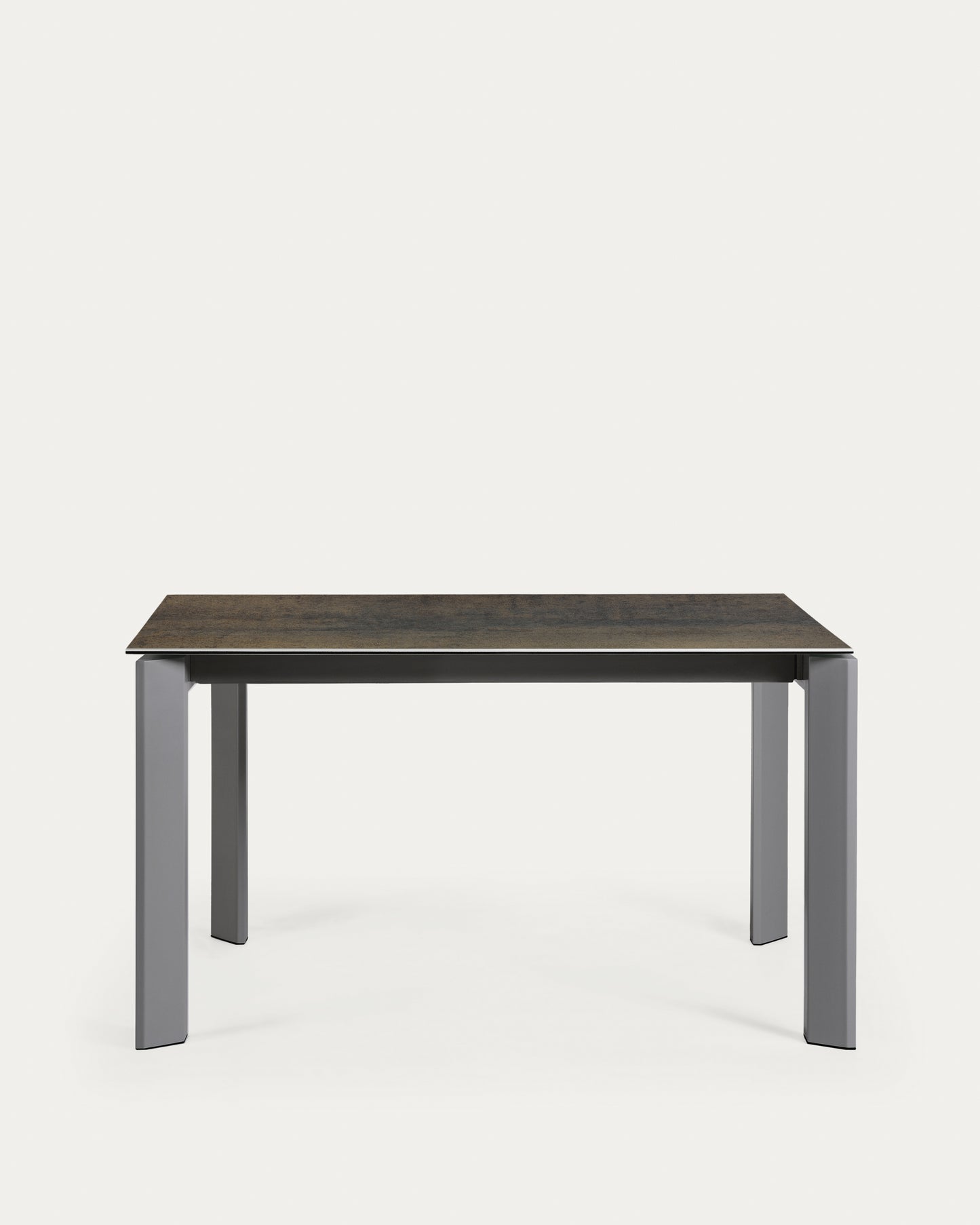 Mesa extensible Axis de porcelánico acabado Iron Moss y patas acero gris oscuro 140 (200) cm