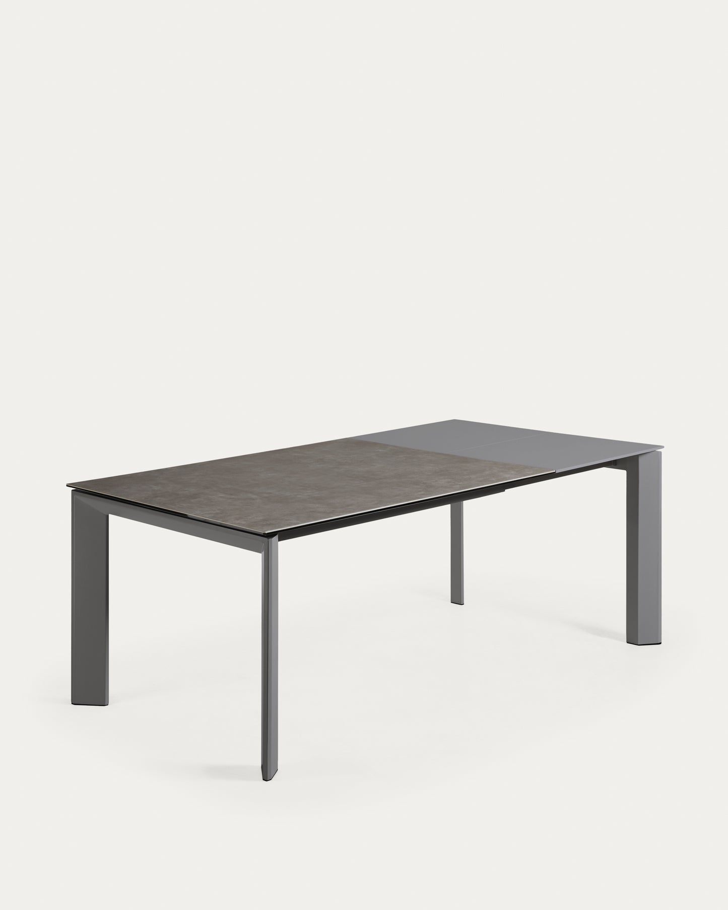 Mesa extensible Axis porcelánico acabado Vulcano Ceniza patas acero antracita 140(200) cm