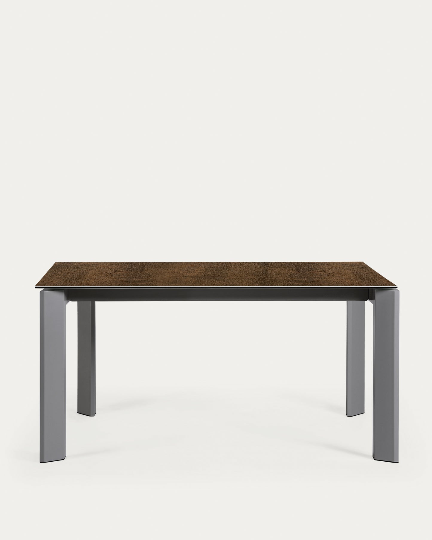 Mesa extensible Axis porcelánico acabado Iron Corten y patas acero gris oscuro 160 (220) cm