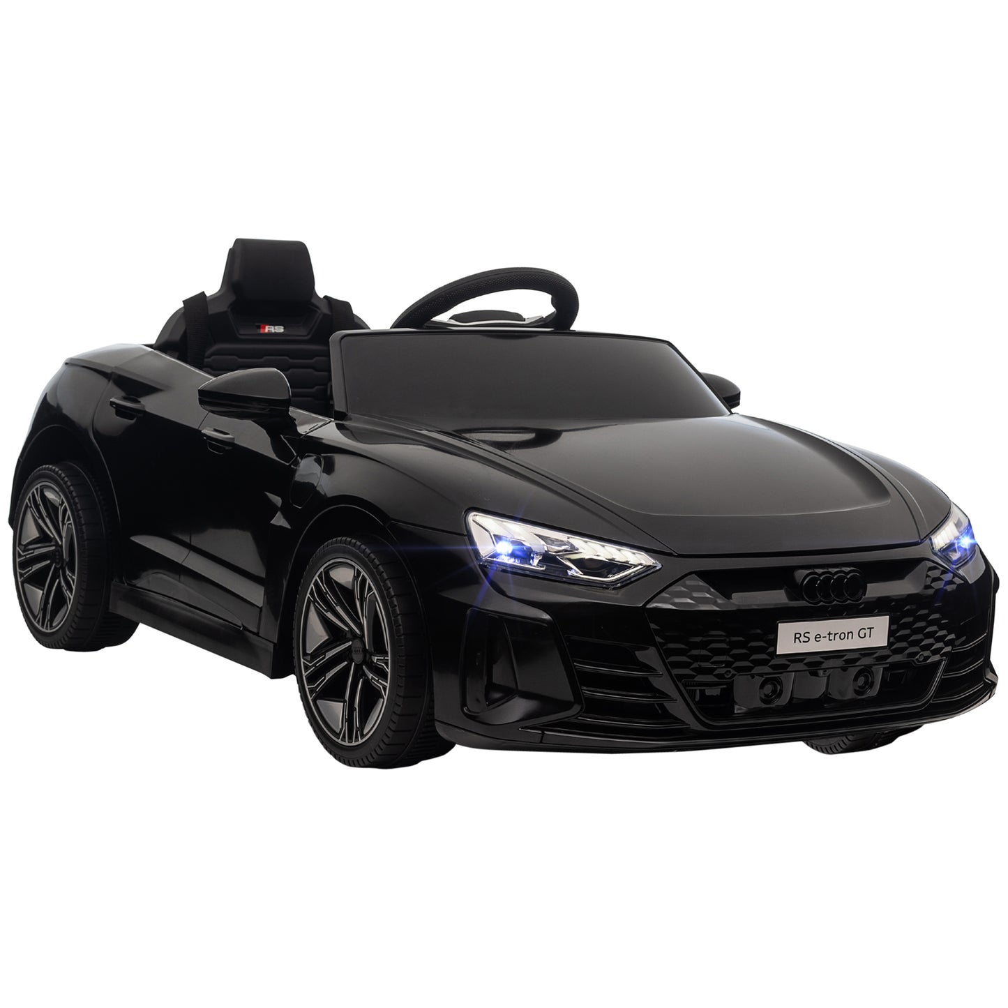 HOMCOM Coche Eléctrico para Niños de +3 Años AUDI RS e-tron GT Coche de Batería 12V con Mando a Distancia Faros LED Bocina Música USB y Apertura de Puerta 3-5 km/h Negro