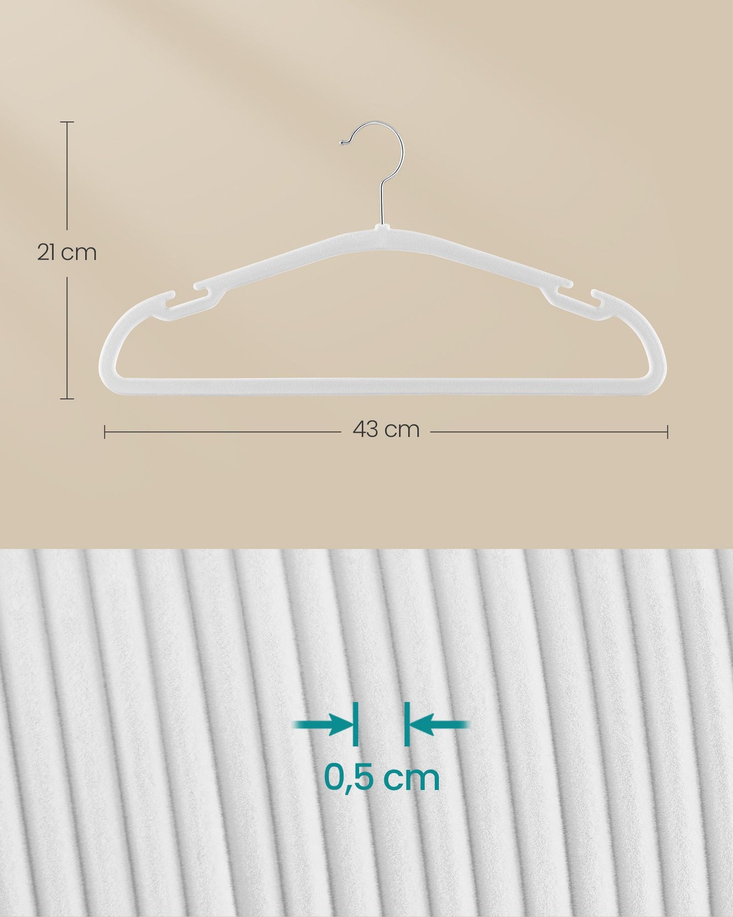 Juego de 50 Perchas para Ropa 43 x 21 cm Blanco Nube-SONGMICS