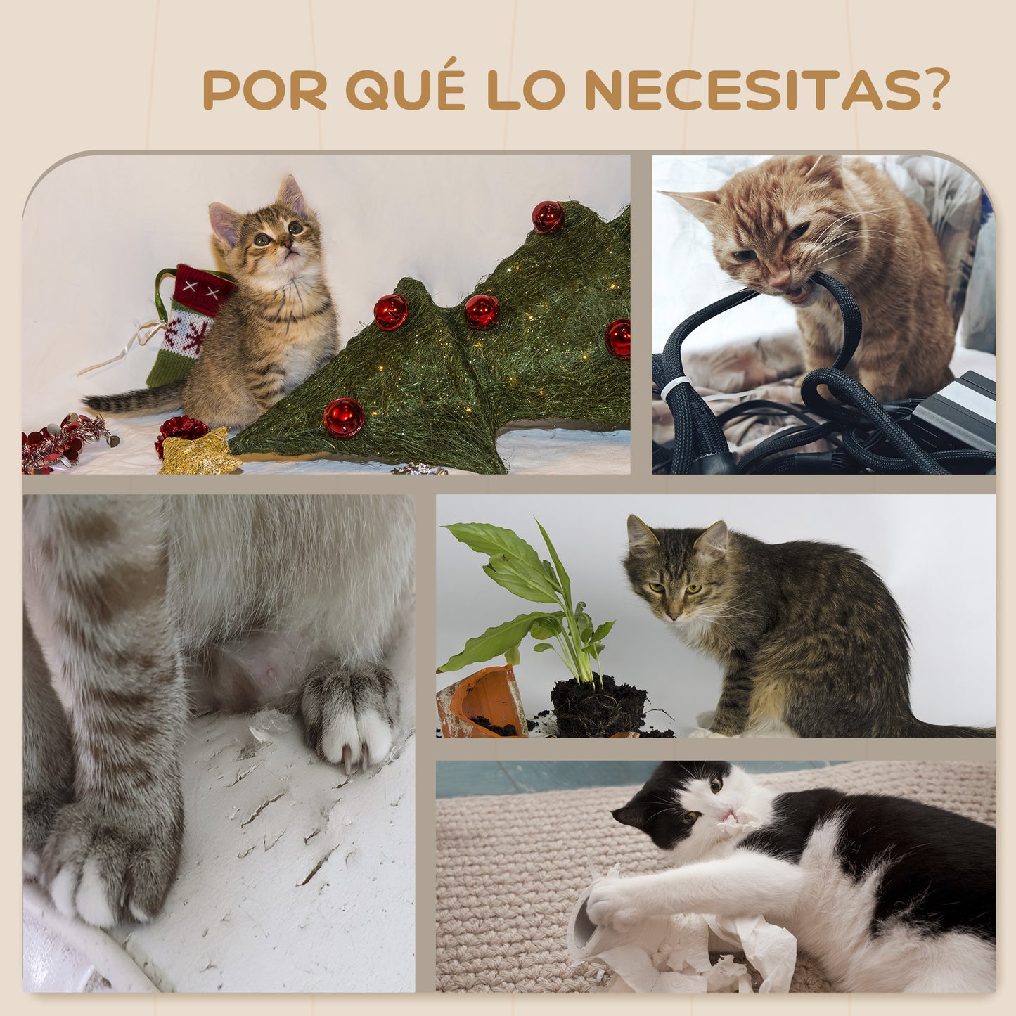 PawHut Estante de Escalada para Gatos de Pared Juego de Estantes para Gatos 4 Piezas con Hamaca Nido Rascador Plataformas para Saltar y Poste de Sisal Gris