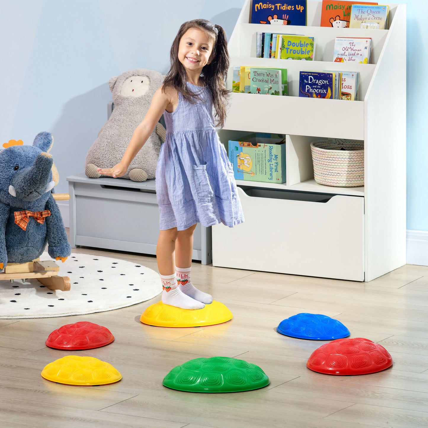 ZONEKIZ Piedras de Equilibrio para Niños de 3-8 Años Conjunto de 6 Piezas Bloques de Equilibrio Apilables con Base Antideslizante para Entrenamiento de Equilibrio y Promover la Coordinación Multicolor