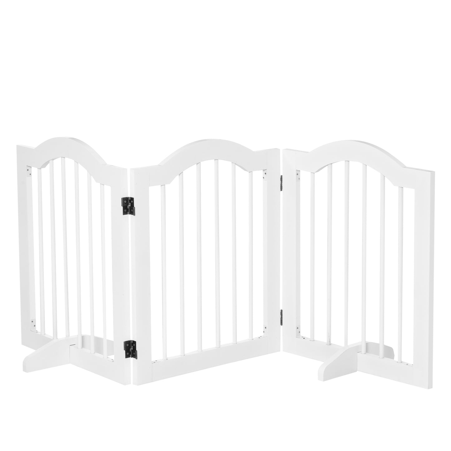 PawHut Barrera de Seguridad para Perros Pequeños Plegable Barrera para Perros en Casa de 3 Paneles con Patas Anchos para Escaleras Pasillos 154,5x29,5x61 cm Blanco