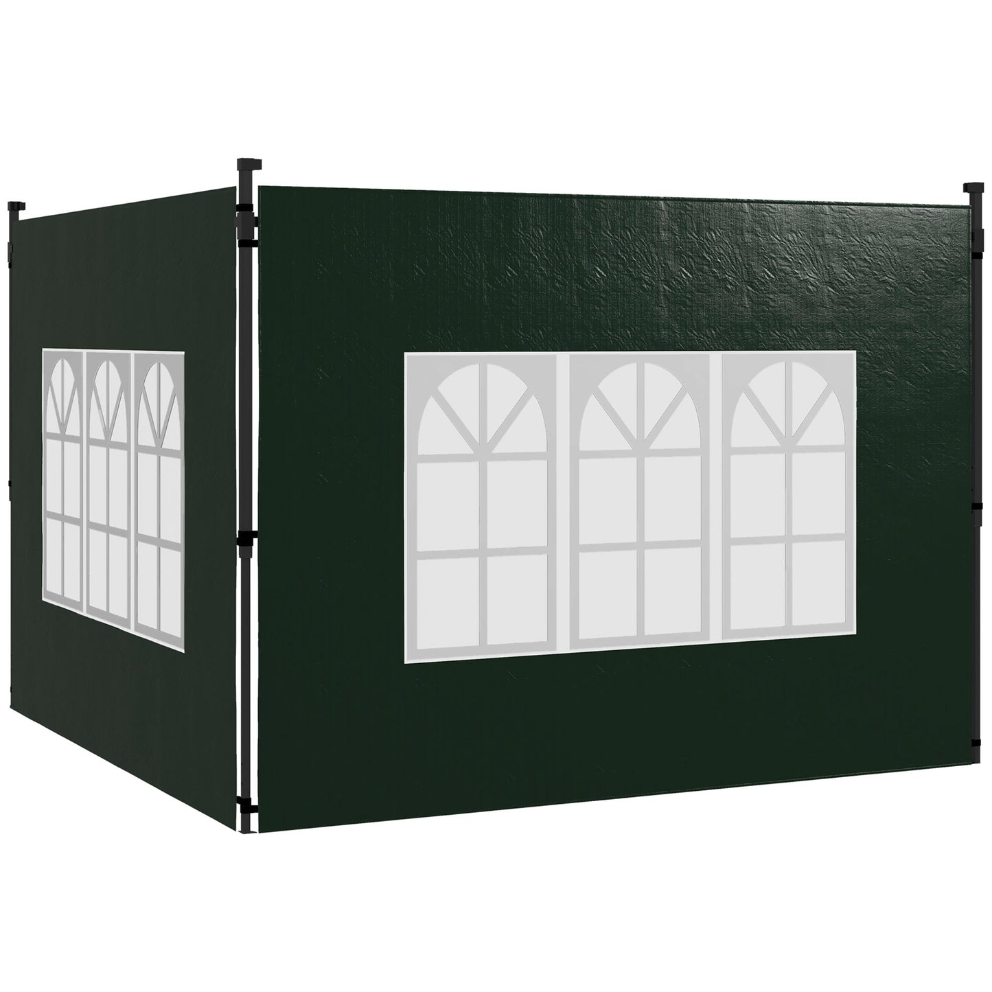 Outsunny Paredes Laterales para Carpa 3x3 m y 3x6 m Juego de 2 Paredes para Cenador con Ventanas 293x193 cm Verde Oscuro