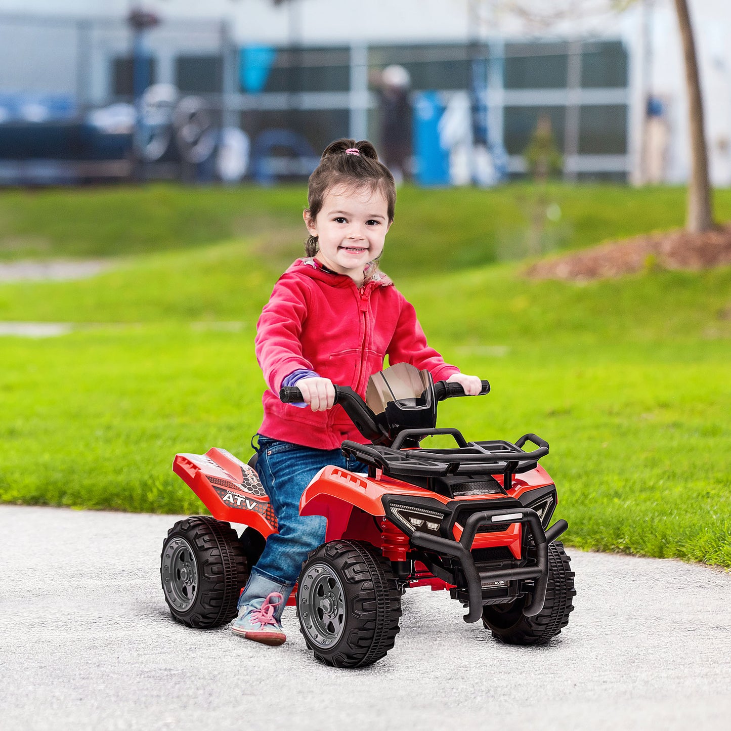 HOMCOM Quad Eléctrico para Niños de +18 Meses Vehículo Eléctrico a Batería 6V Infantil con Velocidad de 2 km/h y Avance 70x42x45 cm Rojo