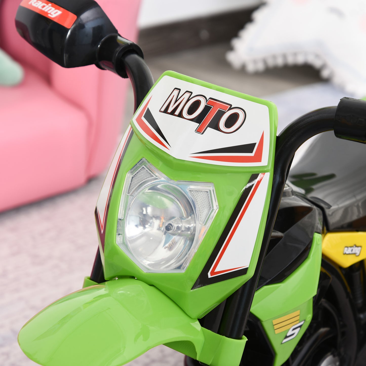 HOMCOM Moto Correpasillos para Niños de 18-36 Meses Triciclo para Niños Triciclo Infantil con 3 Ruedas Luces y Músicas Carga 20 kg 71x40x51 cm Verde