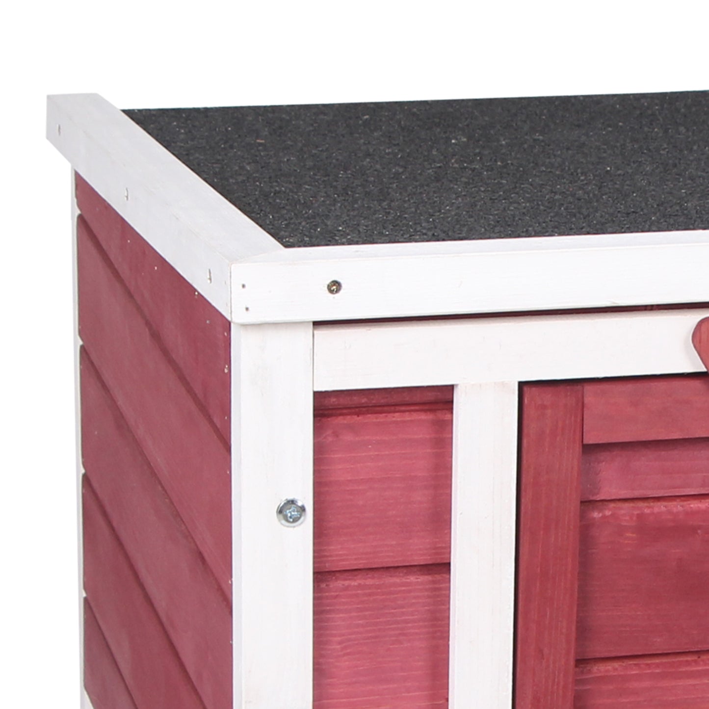 PawHut Conejera de Madera Exterior Jaula Caseta para Roedores Mascotas Pequeñas con Techo Asfáltico Abatible y Rampa Antideslizante 42x51x43 cm Rojo