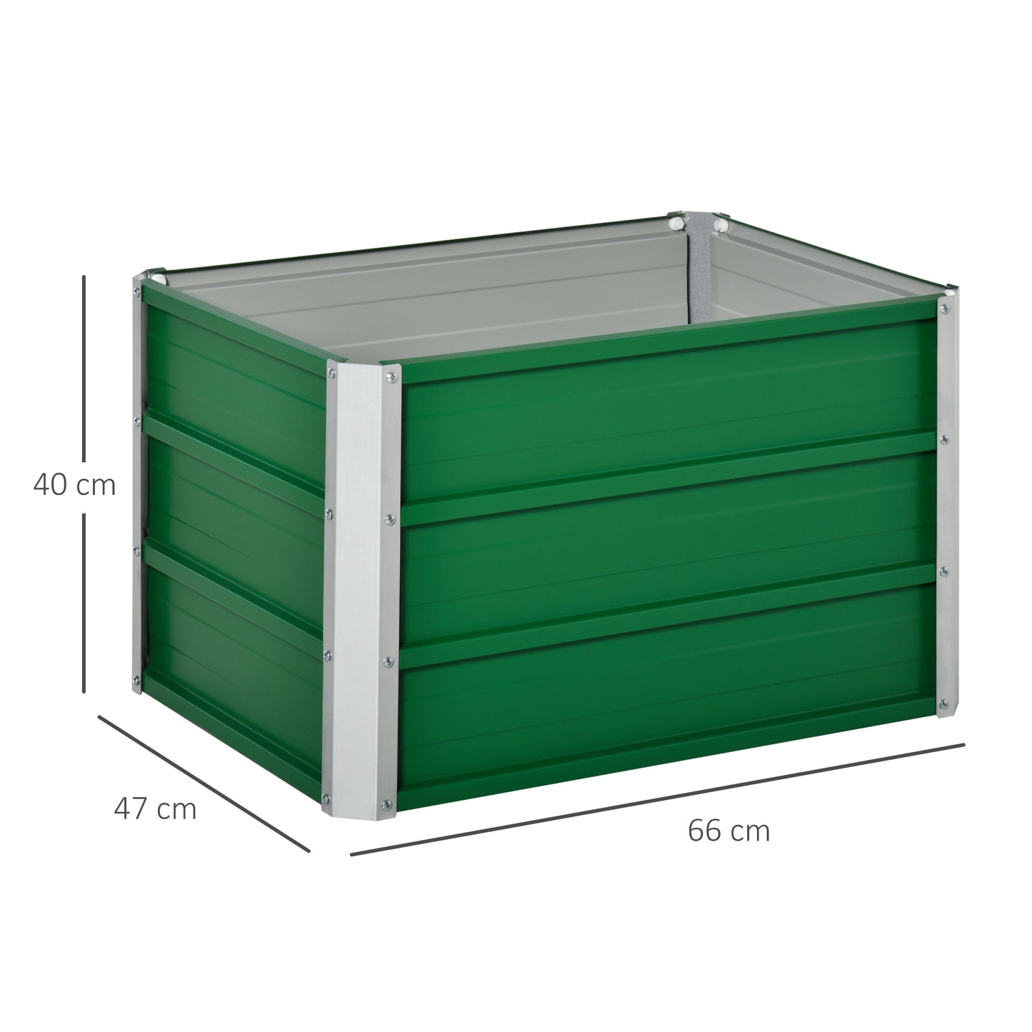 Outsunny Arriate Alto de Jardín de Acero Incluye Guantes Huerto Urbano Jardinera Macetero Rectangular para Cultivos Plantas Flores para Exterior Terraza Balcón 66x47x40 cm Verde