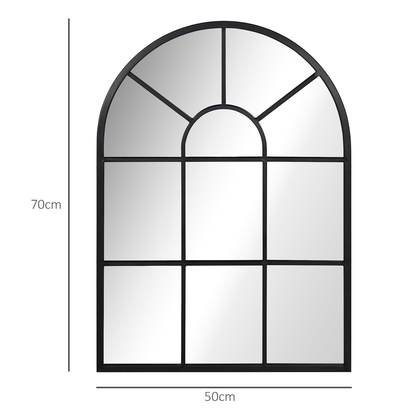 HOMCOM Espejo Decorativo de Pared 50x70 cm Espejo de Ventana de Metal para Salón Dormitorio Entrada Estilo Moderno Negro