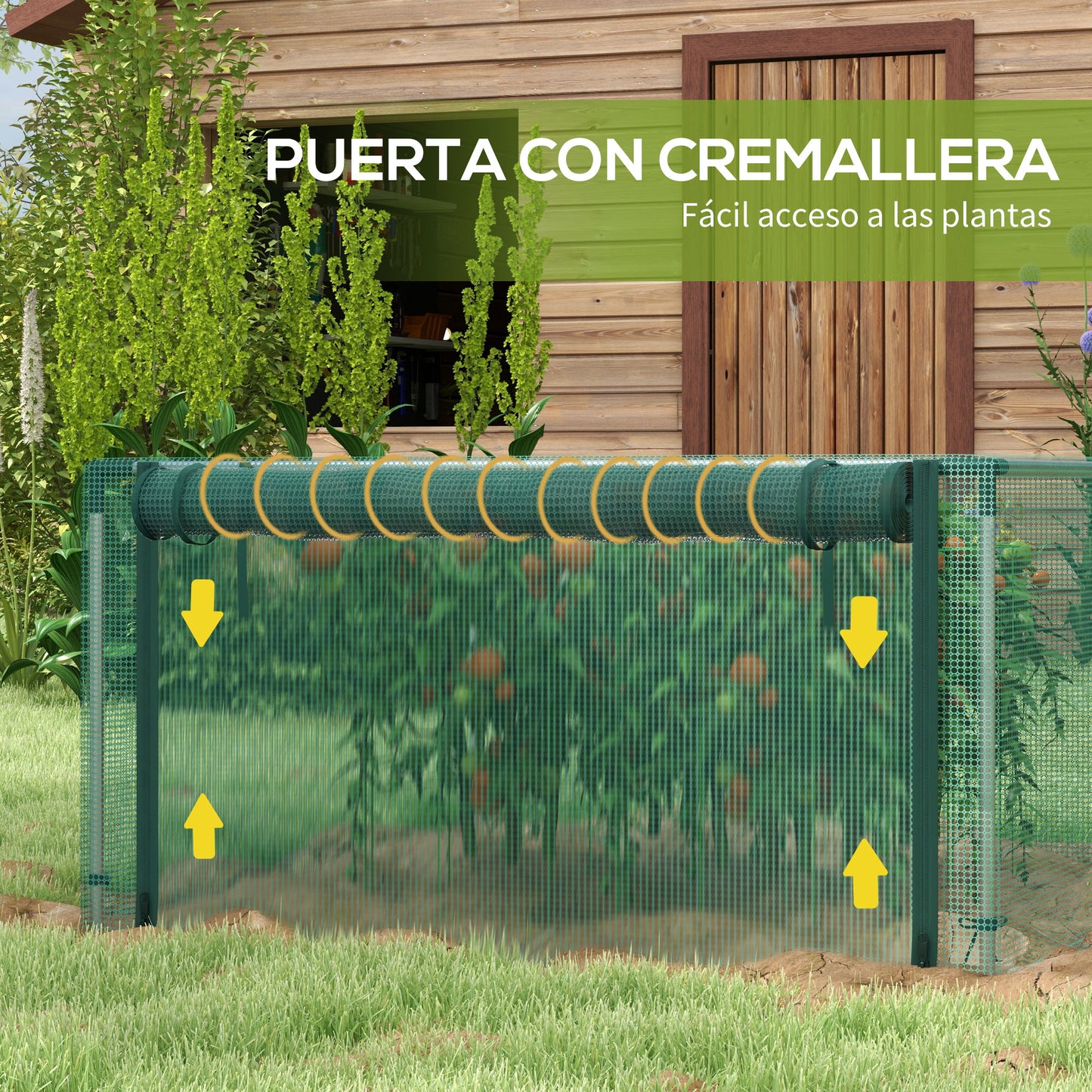 Outsunny Jaula de Cultivo Jaula de Protección con Soportes de Acero Puerta con Cremallera para Proteger las Plantas Flores en Patio Jardín Terraza 125x125x62,5 cm Verde