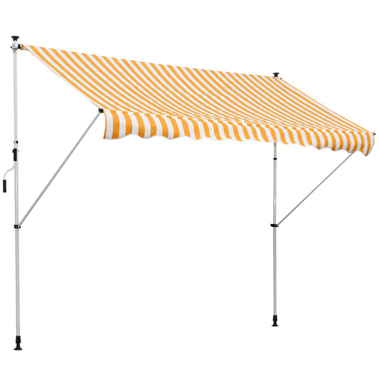 Outsunny Toldo Manual Retráctil 300x150x170-280 cm Toldo para Balcón con Altura Ajustable Manivela y Protección Solar para Terraza Jardín Naranja