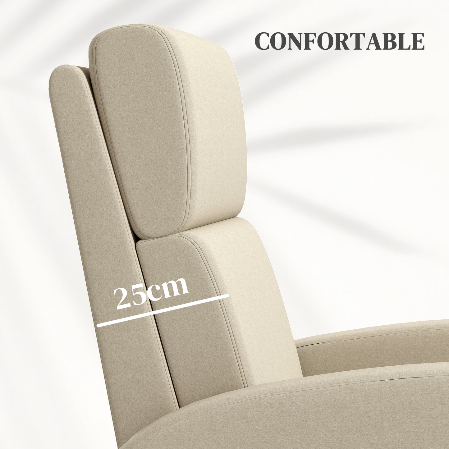 HOMCOM Sillón Relax Reclinable Manual Sillón Relax Tapizado en Lino Sintético con Reposapiés Carga 120 kg Sillón Reclinable para Dormitorio Oficina Crema