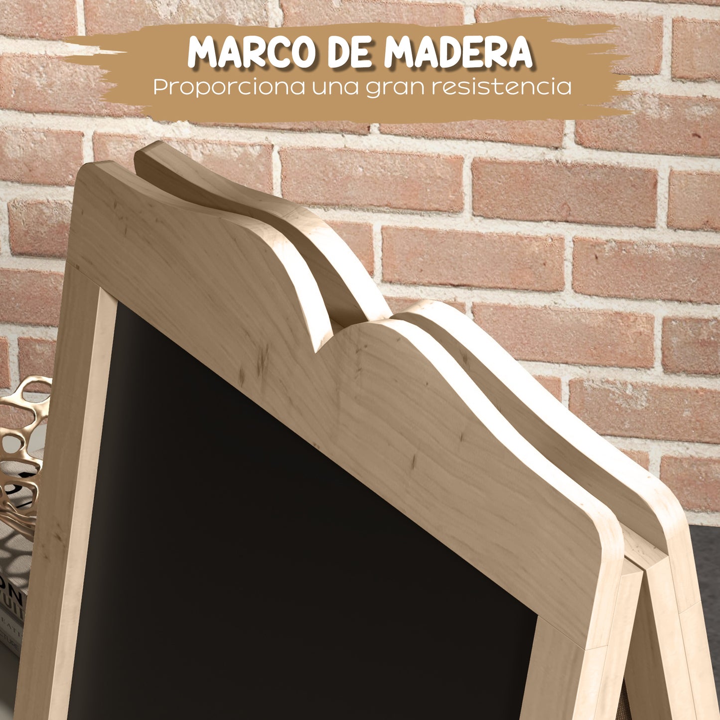 Vinsetto Pizarra Caballete con Marco de Madera Pizarra de Pie Magnética Plegable con 8 Tizas Líquidas y 6 Tableros Doble Cara 51x42x101 cm Natural