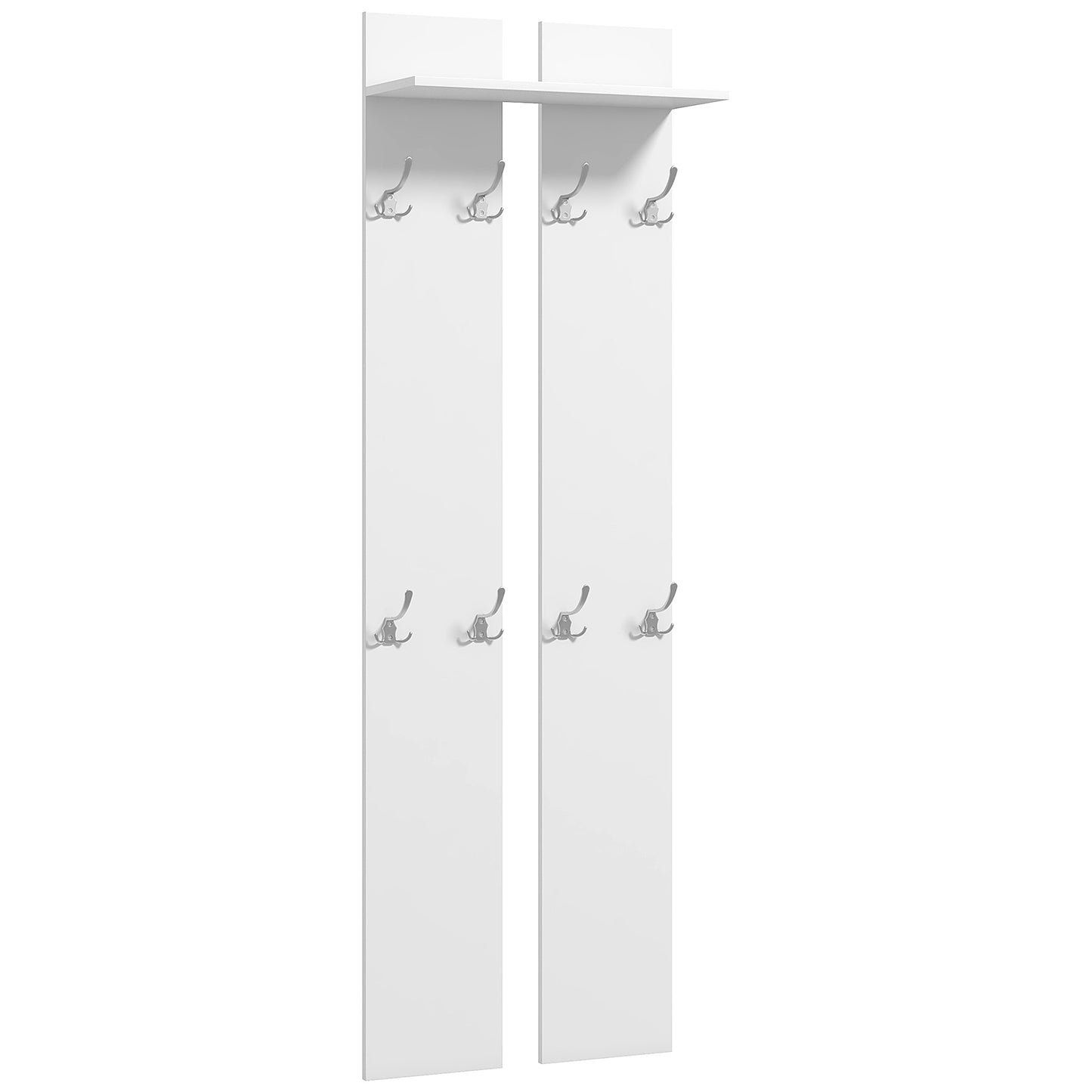 HOMCOM Perchero para Ropa de Pared Perchero para Recibidor Moderno con 8 Ganchos y Estante para Entrada Pasillo 55x21,3x170 cm Blanco