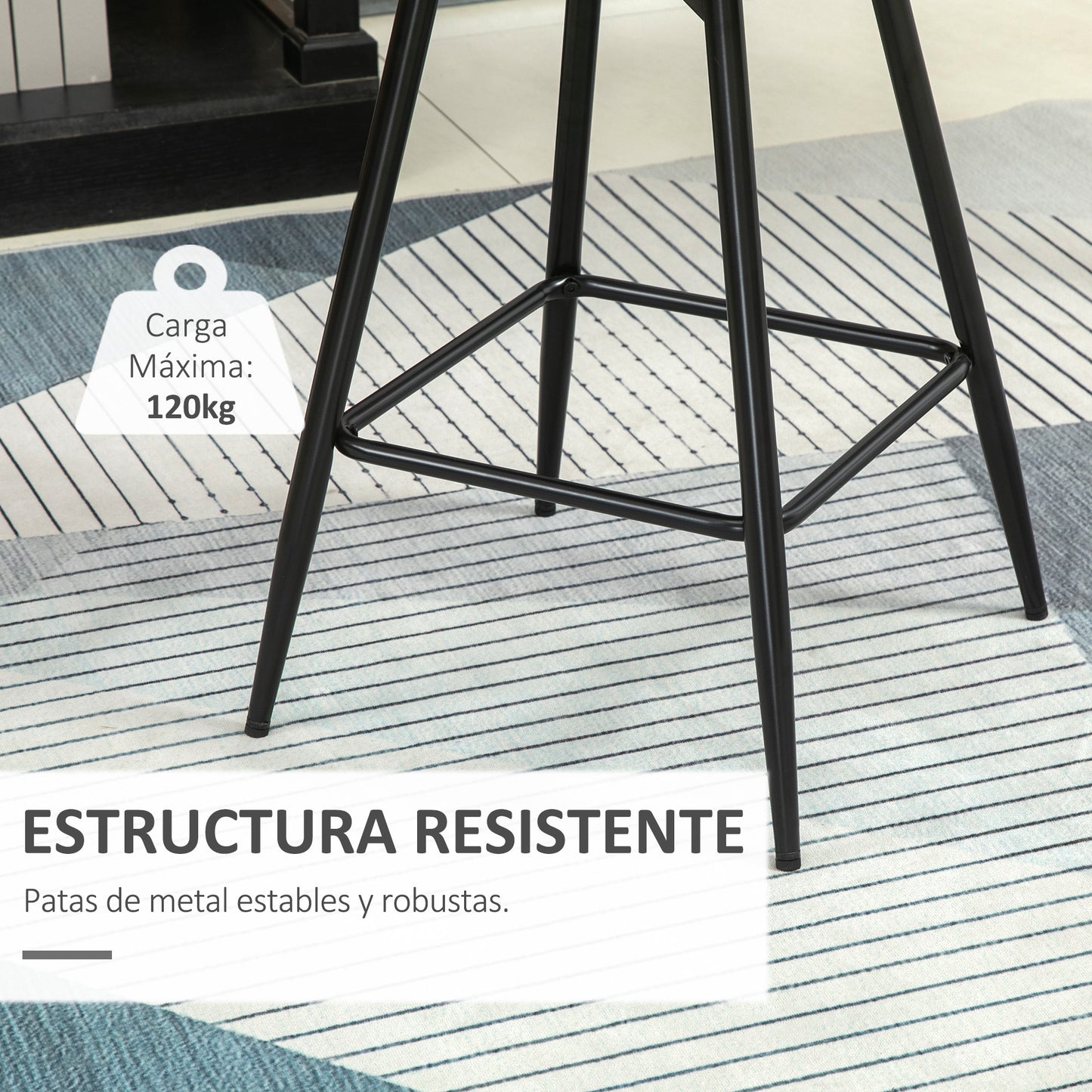 HOMCOM Conjunto de 2 Taburetes Altos de Cocina Sillas Altas de Cocina con Respaldo y Reposapiés Carga 120 kg para Bar Salón Comedor Crema