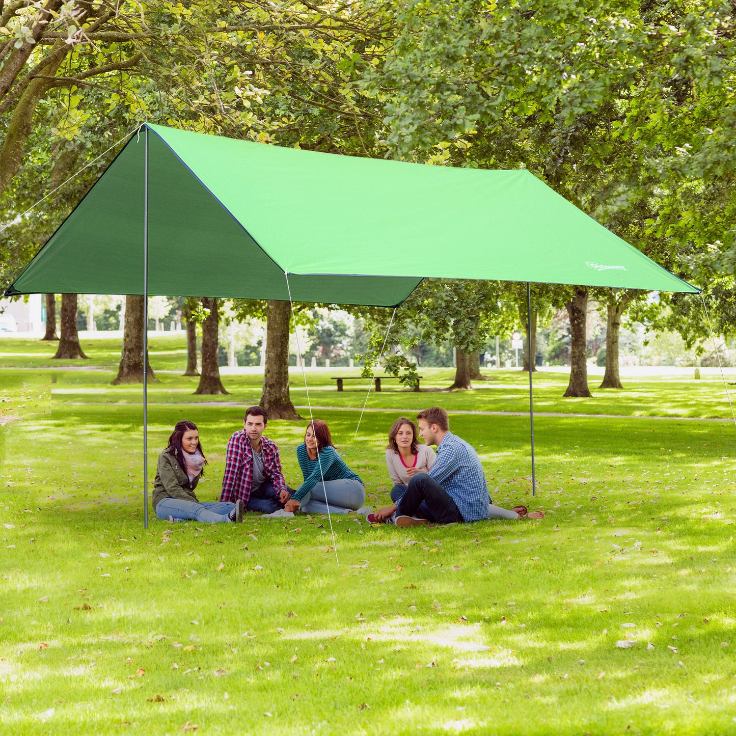 Outsunny Toldo de Refugio Portátil 300x292 cm Impermeable Carpa Ligero Tienda de Campaña Grande para Camping Playa Picnic Senderismo Protección UV Verde