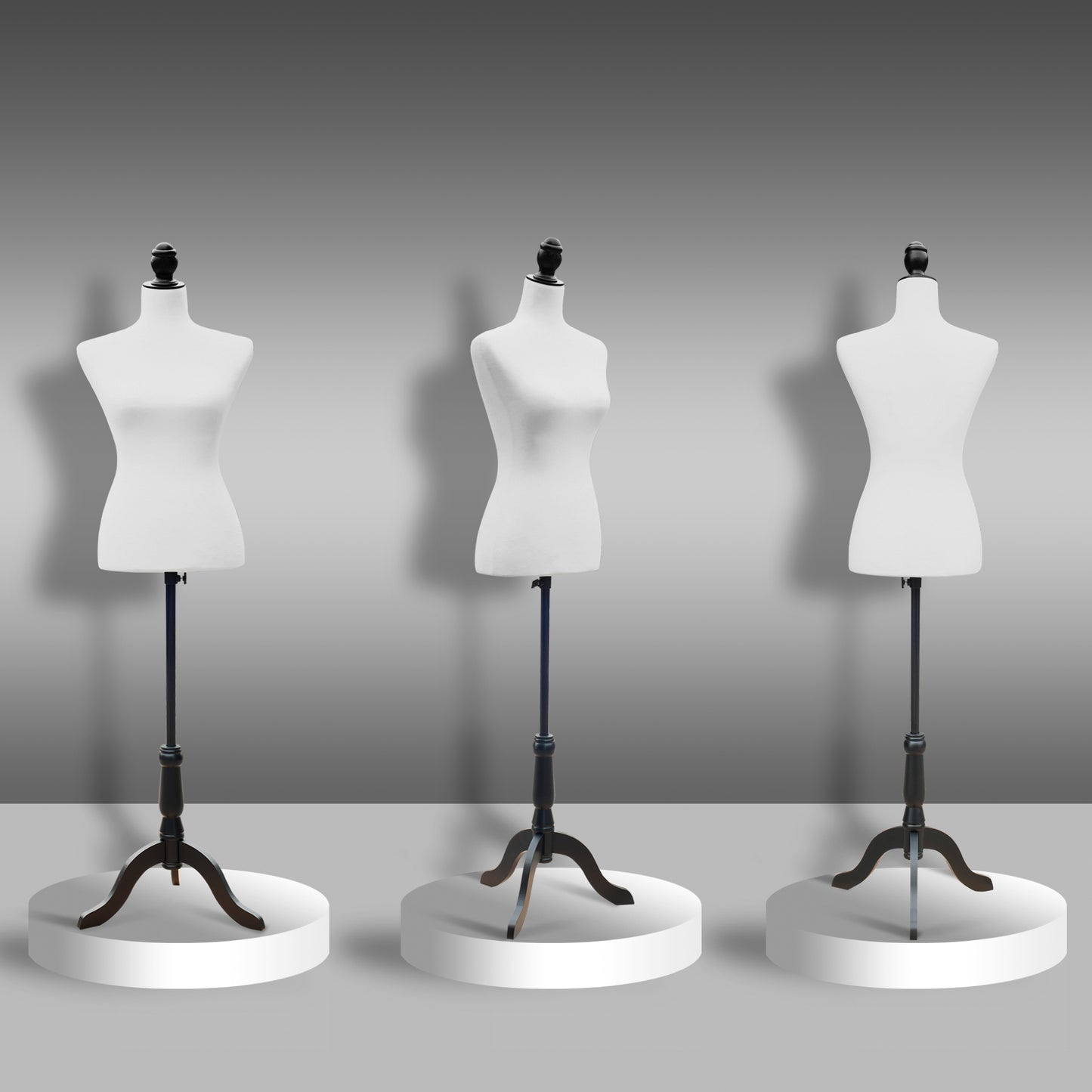 HOMCOM Maniquí de Costura Maniquí Mujer Ajustable a 130-168 cm con Trípode de Madera 50 Alfileres de Colores para Fotografía de Moda Exposición de Prendas Blanco