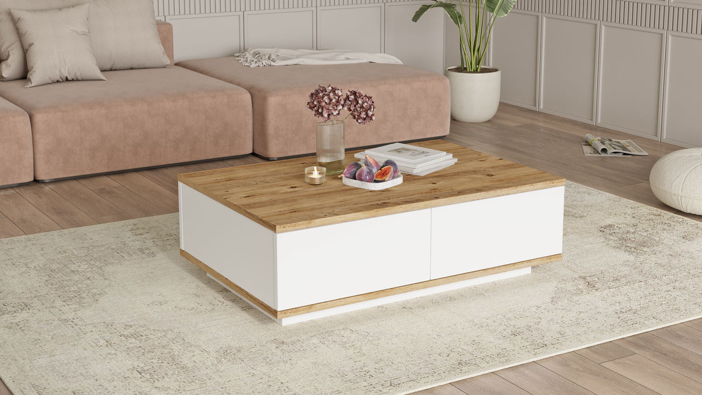 Mesa Mediana Con 2 Puertas - Venprodin - 90 Cm Pino-blanco