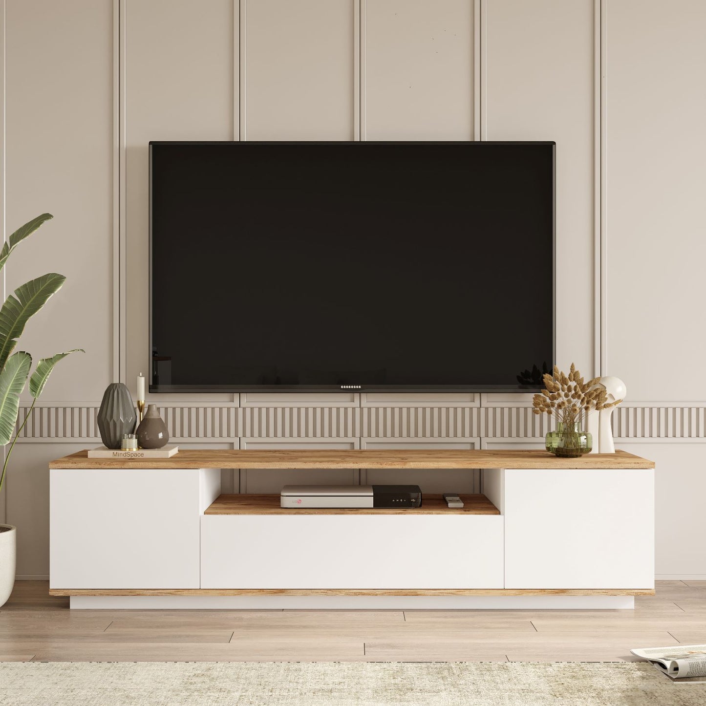 Mueble Elegante Tv Futura - Venprodin -  180 Cm Pino - Blanco