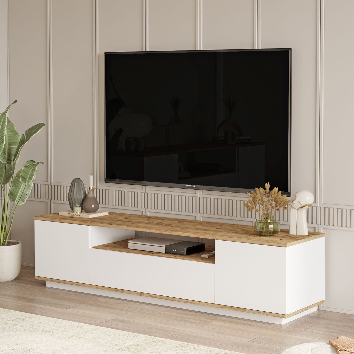 Mueble Elegante Tv Futura - Venprodin -  180 Cm Pino - Blanco