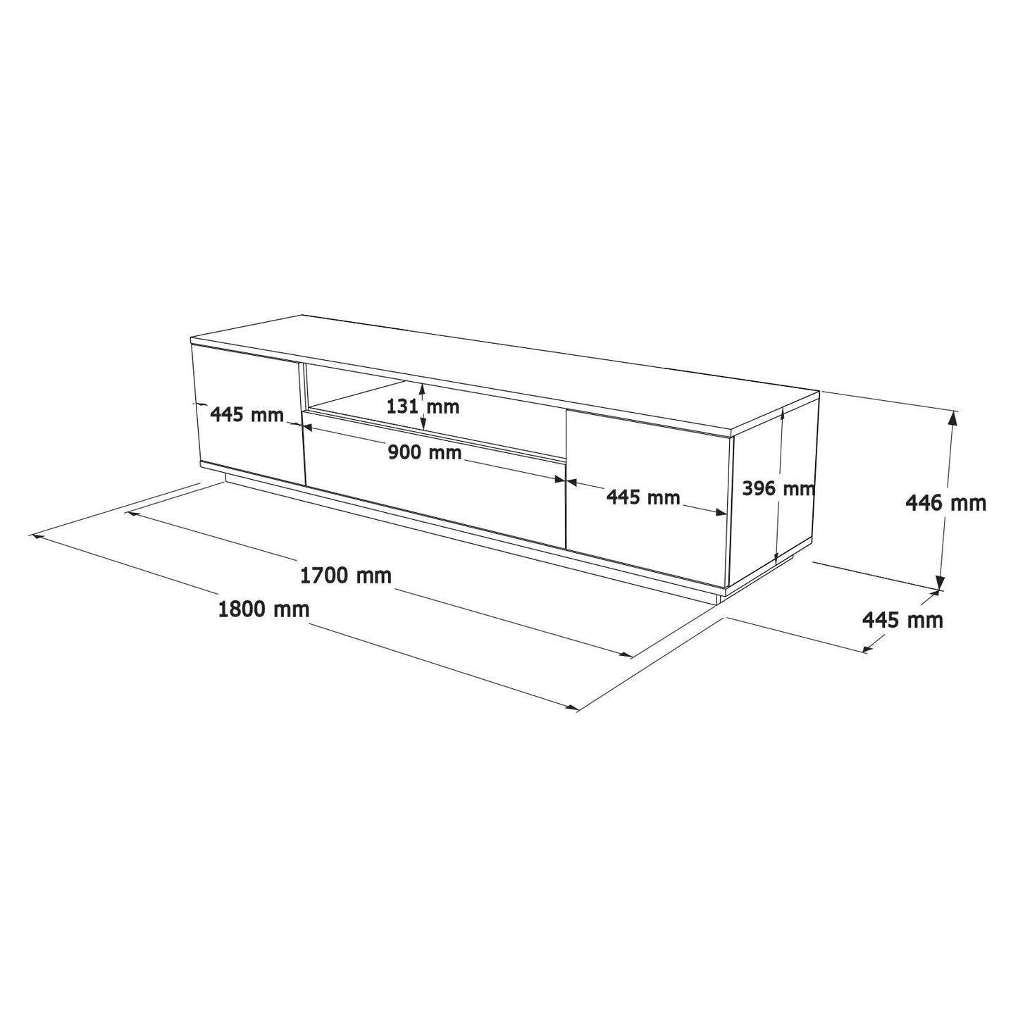 Mueble Elegante Tv Futura - Venprodin -  180 Cm Pino - Blanco