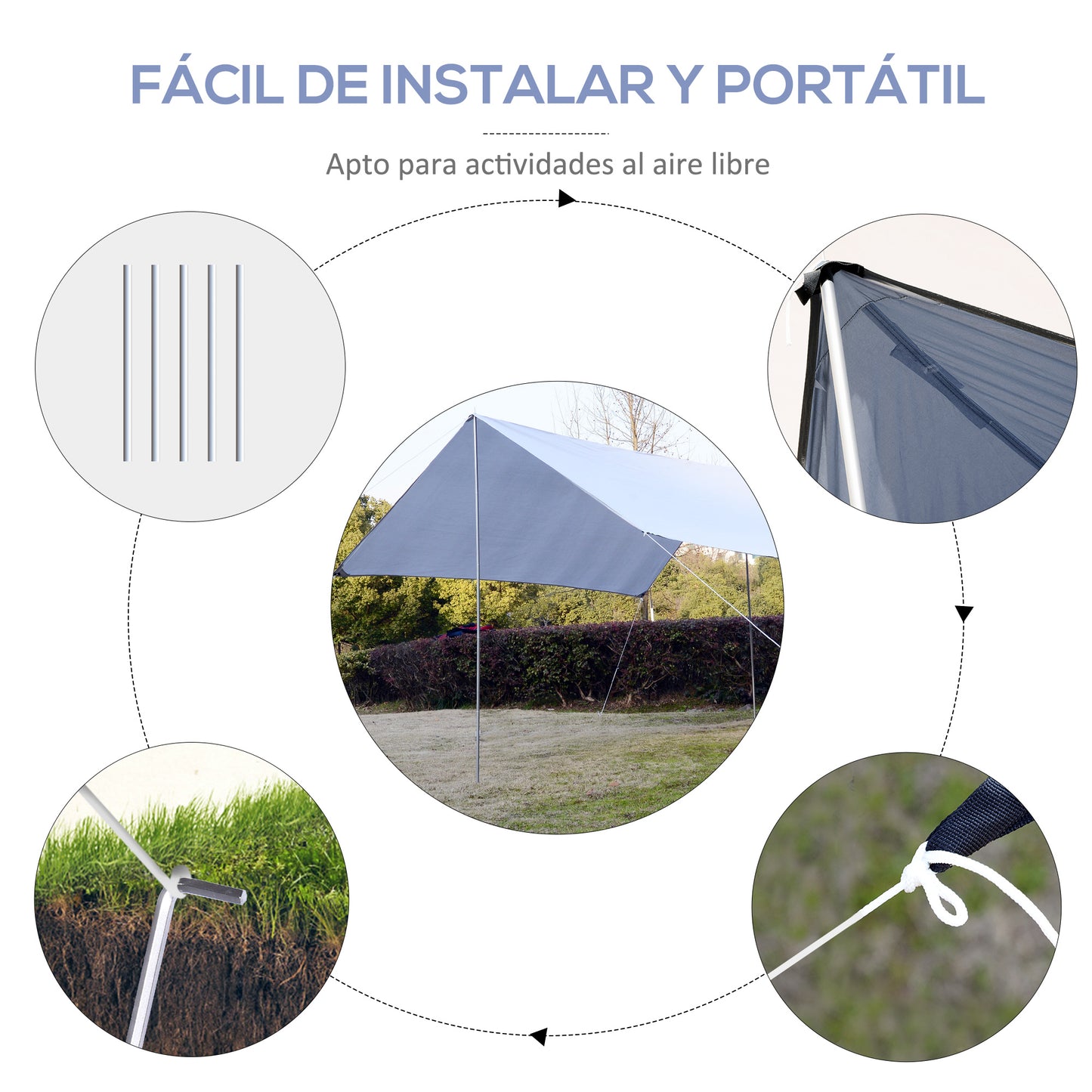 Outsunny Toldo de Refugio Portátil 300x292 cm Impermeable Carpa Ligero Tienda de Campaña Grande para Camping Playa Picnic Senderismo Protección UV Blanco