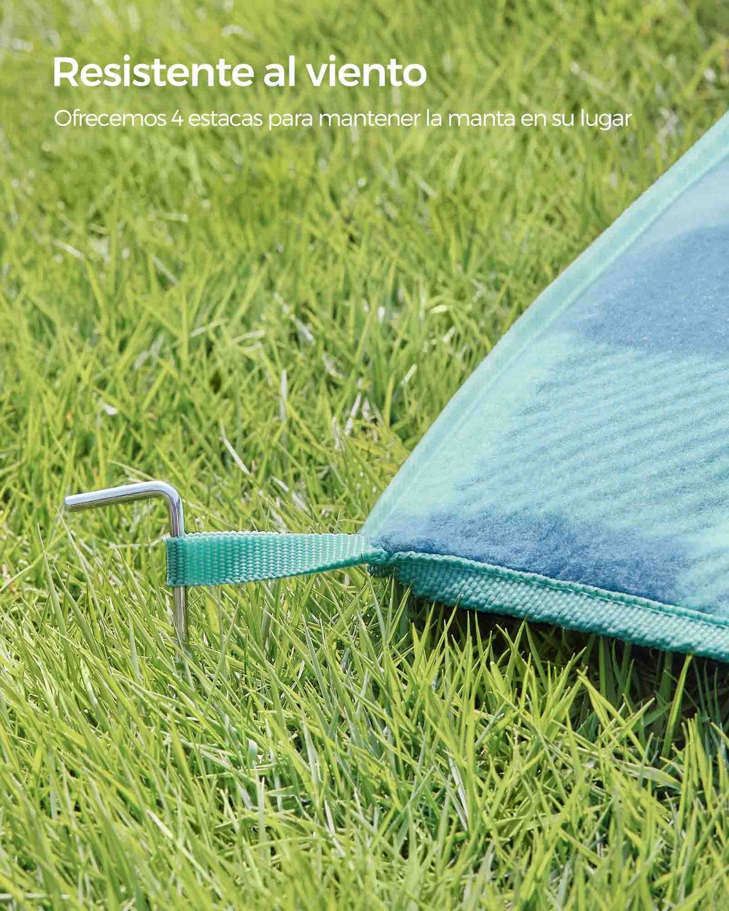 Manta de Picnic 200 x 200 cm Impermeable Plegable y Portátil Verde y Azul-SONGMICS