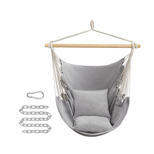 Hamaca Silla Colgante con 2 Almohadas Gris-SONGMICS