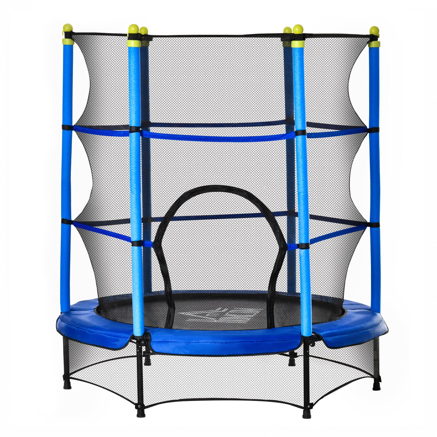 HOMCOM Trampolín para Niños de +3 Años Ø140x160 cm Cama Elástica de Salto Infantil con Red de Seguridad y Marco Acero para Interiores y Exteriores Carga 45 kg Azul