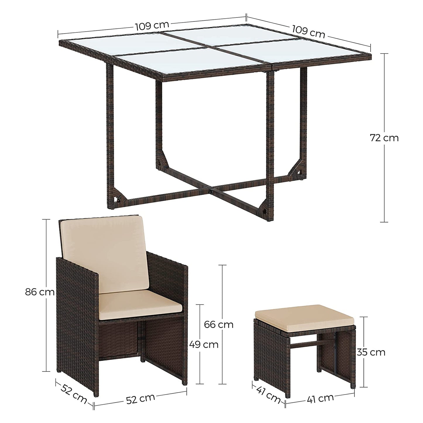 Muebles de Jardín 9 Piezas-SONGMICS